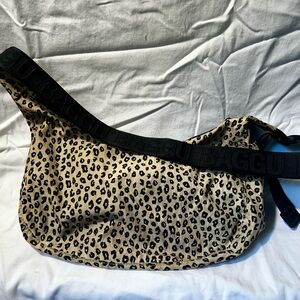 Cheetah print nylon Baggu medium crescent bag